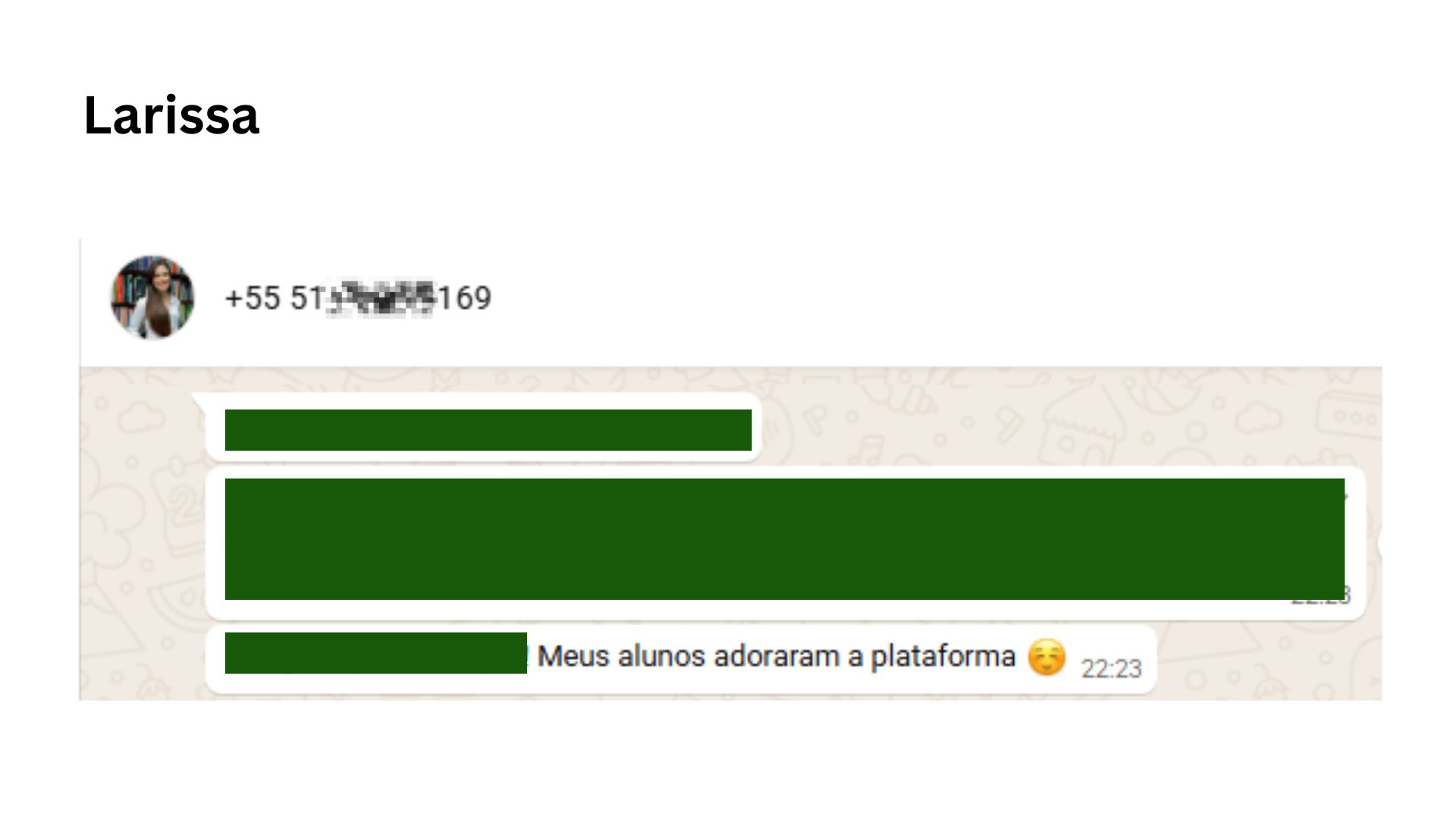 Larissa testimonial screenshot